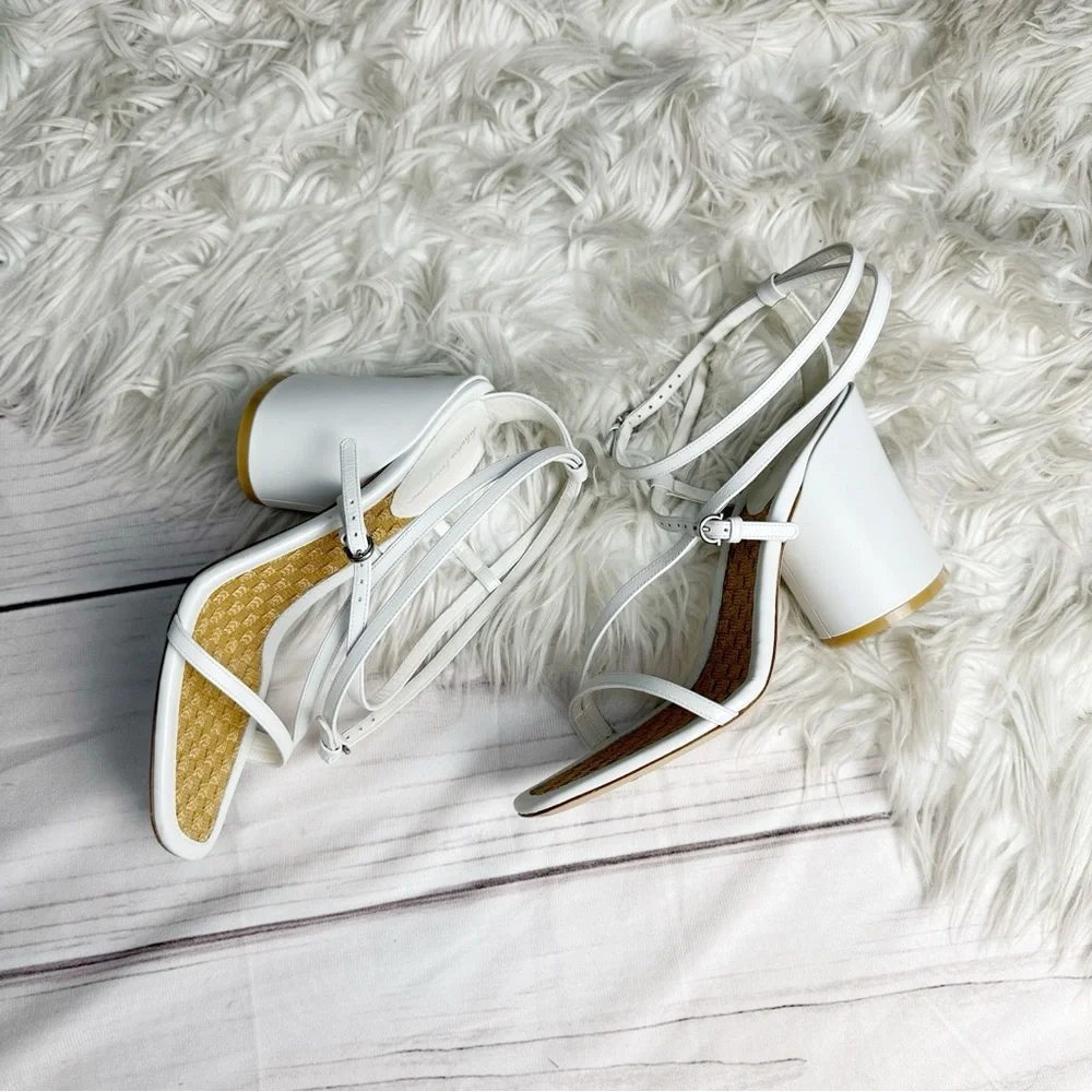🆕 Salvatore Ferragamo Egadi‎ 85 Leather Sandal in White Size 8.5